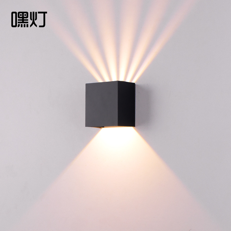 Outdoor wall lamp, bedroom, bedside, living room, outdoor staircase, corridor, hotel, square LED, modern, simple and waterproof wall lamp full figure
