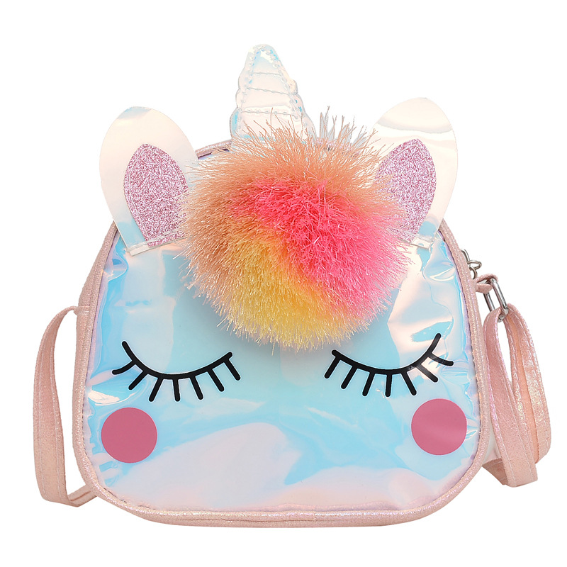 2023 New Creative Rainbow Color single-shoulder bento Bag for Primary School Students, Children's Unicorn Cartoon Lunch Bag, and Fun Bag for kids Item Picture