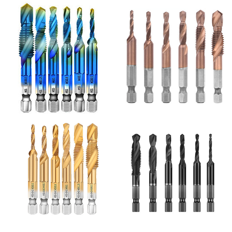 Drilling and tapping integrated machine with titanium-coated composite taps for drilling, tapping and chamfering in one, US system (excluding tax) Item Picture