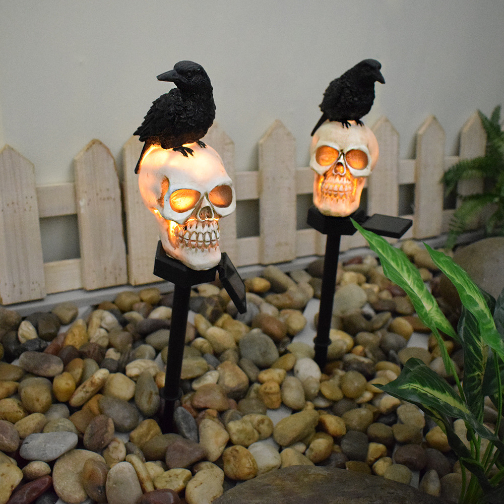 New solar lamp resin courtyard decoration Halloween Crow outdoor waterproof garden plug-in landscape lamp Specification drawing