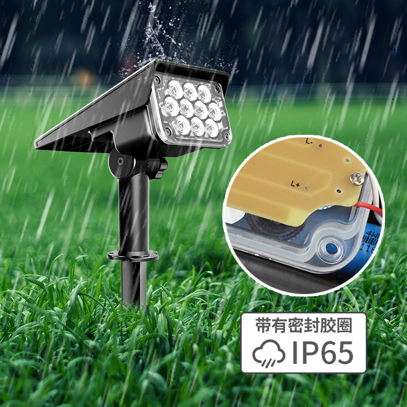 Solar-powered lawn light shines brightly. Outdoor waterproof ground plug light. Garden and courtyard integrated solar-powered ground plug lawn light details Picture
