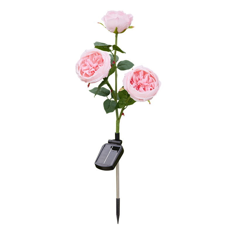 Cross-border LED solar simulation roselle rose lamp, outdoor waterproof garden lawn lamp, floor insert lamp, decorative lamp Item Picture