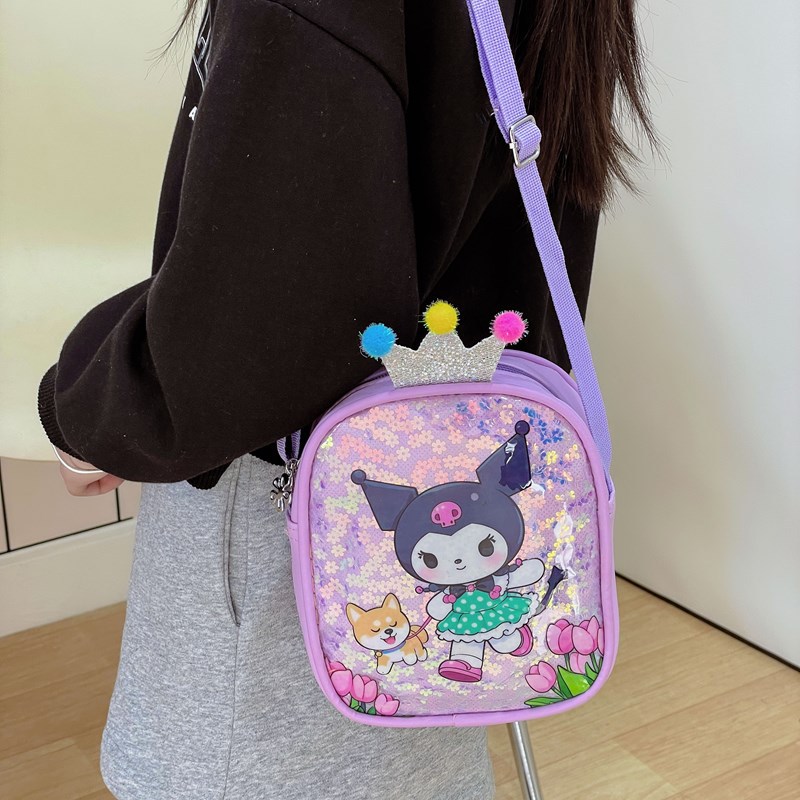 Cross-border girls' bag, cute sequined exquisite little girl crossbody bag, coin purse, stylish new style for going out Specification drawing