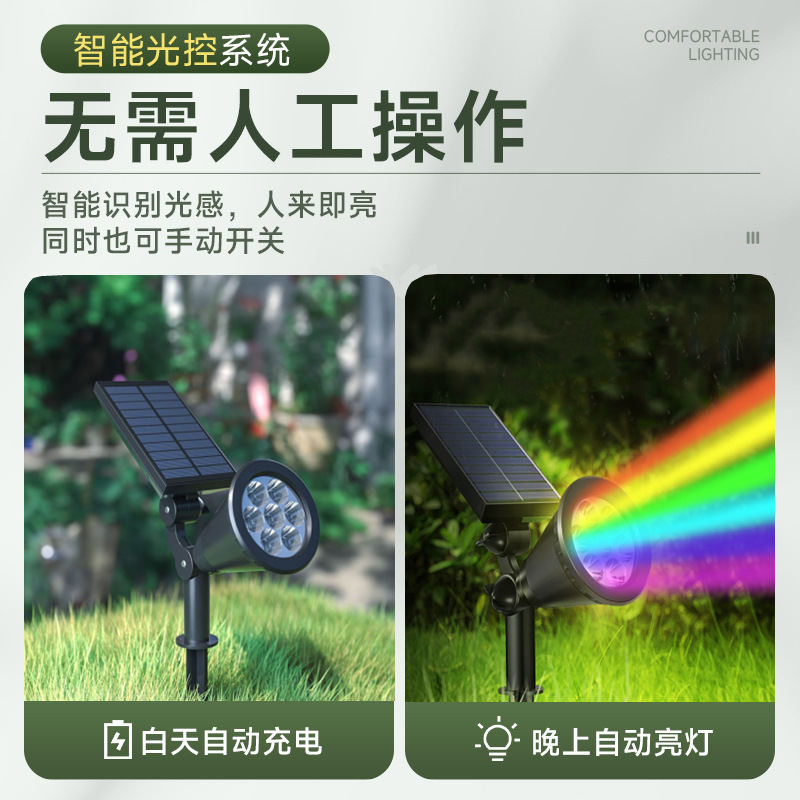 Outdoor solar tree-shooting lights, waterproof lawn lights, courtyard ultra-bright insert lights, garden landscape decorative lights, tree lighting lights Application Scenario