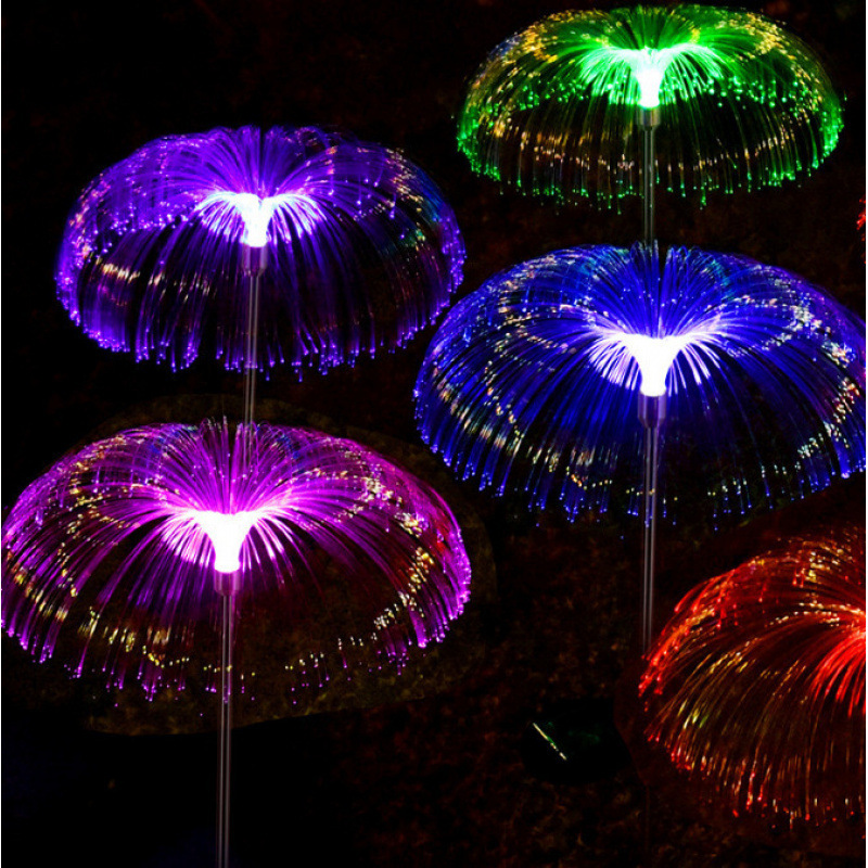New 7-color color-changing solar ground plug light, fiber jellyfish light, acrylic rod, lawn, outdoor and courtyard decorative light Application Scenario