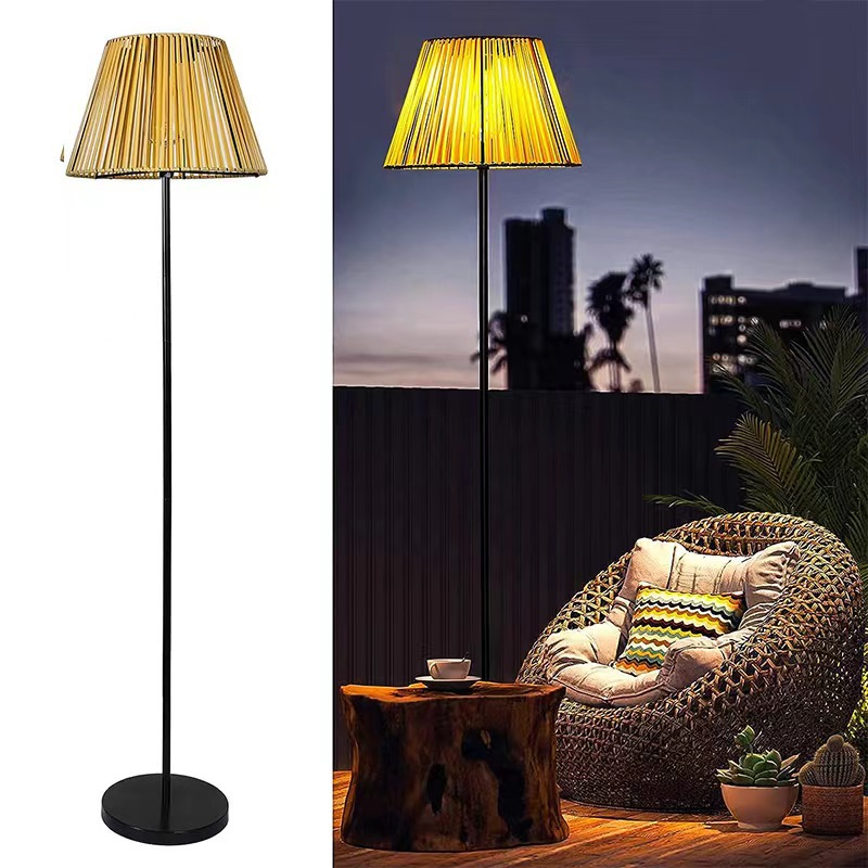 New Chinese-style solar floor lamps, outdoor rattan floor lamps, villa courtyard lamps, waterproof Japanese garden decorative lamps Application Scenario