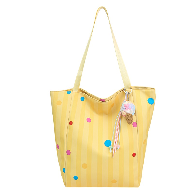 Hawaiian series Island striped New fine striped polka dot casual large-capacity canvas bag for women, summer seaside Item Picture