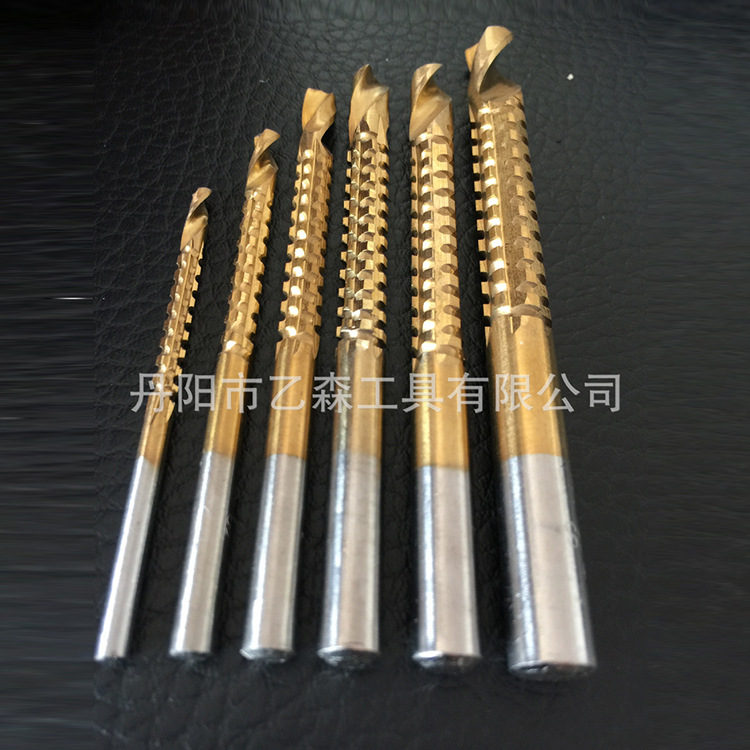 A supplies HSS sawtooth drill woodworking drill 6PC/ 6-piece set saw drill straight shank sawtooth twist drill bits Specification drawing