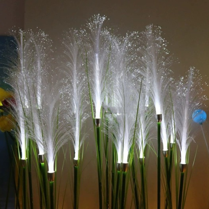 Solar fiber optic reed lamps, led simulation outdoor lawn and courtyard reed lamps, park ground insert decorative landscape lamps full figure