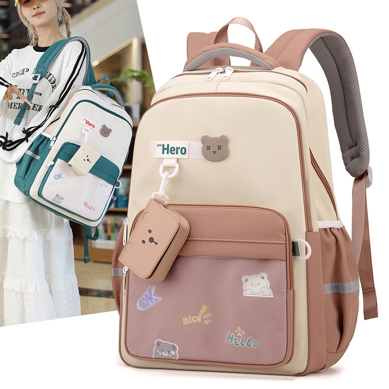 New large-capacity backpack for junior high school girls, travel backpacks for primary school, high school and college students details Picture