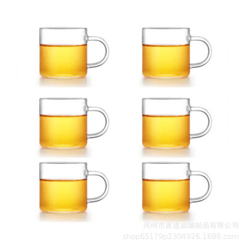 High borosilicate glass small tea cups, water cups, transparent handles, tasting cups, Gongfu tea sets, tea brewing cups, and small cups Item Picture