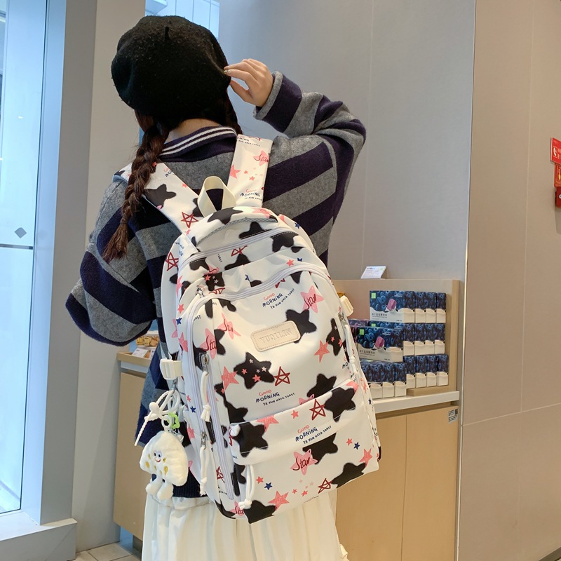 Cool and trendy backpack for junior and senior high school students, large-capacity, personalized, girlish printed travel and outdoor casual backpack details Picture