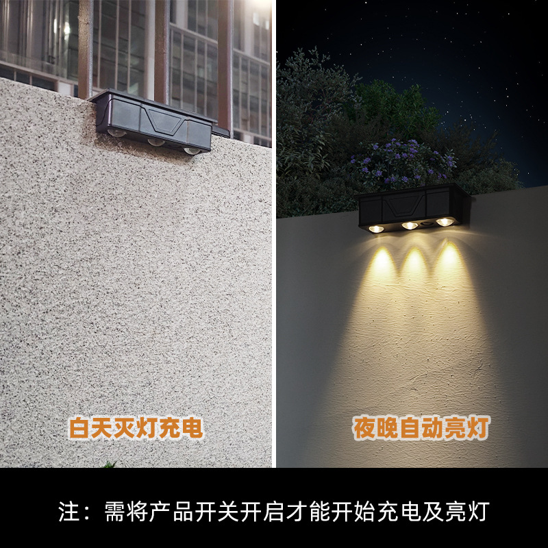 New cross-border wall lamps, outdoor waterproof, garden, villa, balcony, home, courtyard, fence, step, solar wall lamp details Picture