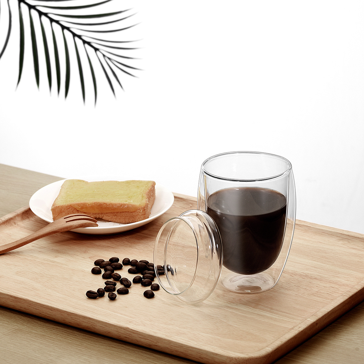 【 Customized LOGO】 Event gift cups: Transparent water cup, heat-resistant coffee cup, High borosilicate double-layer glass cup Application Scenario