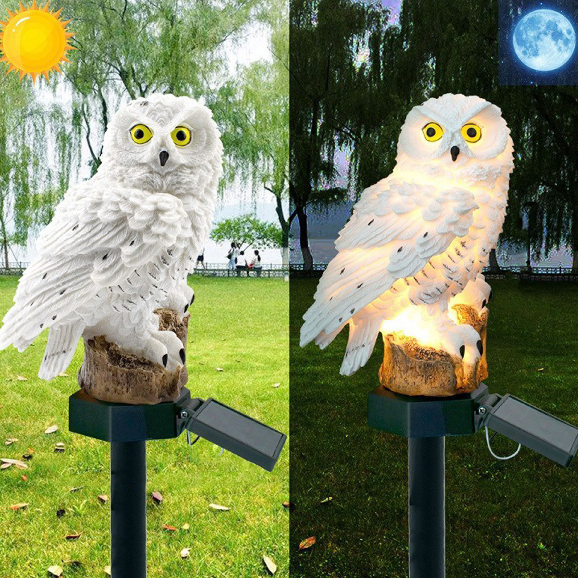 Amazon's best-selling owl solar lawn light, resin ground socket light, waterproof garden decorative landscape light full figure