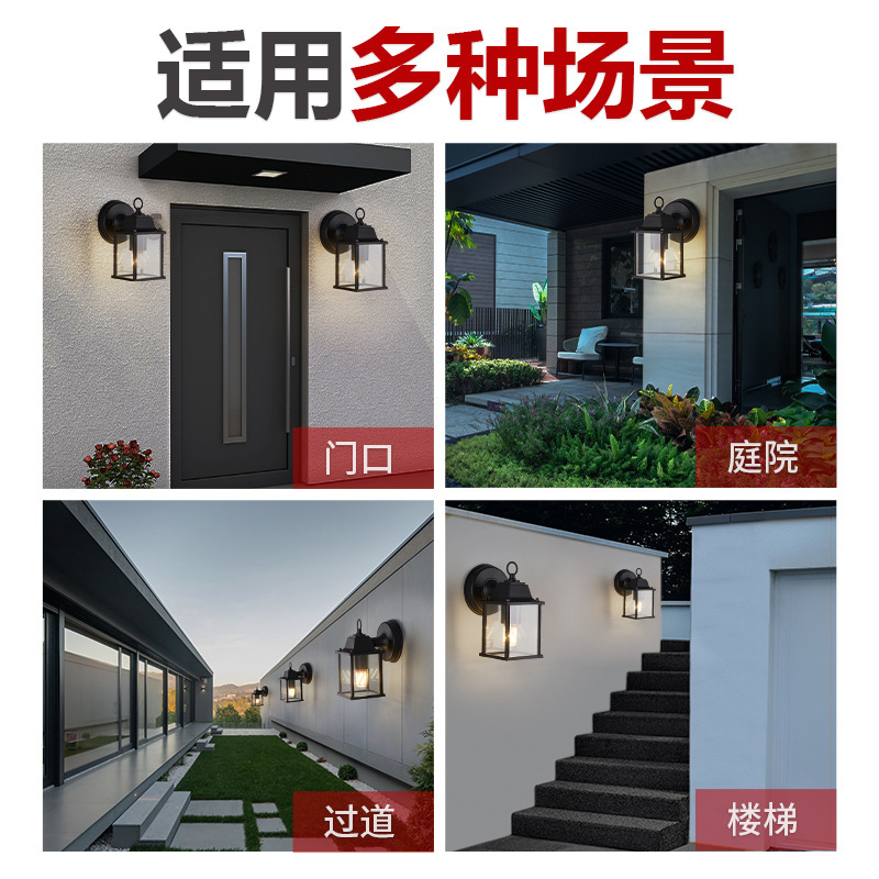 New Chinese-style exterior wall lamps, garden villa terrace, gate, retro "Fu" character outdoor waterproof and simple courtyard lamps Application Scenario