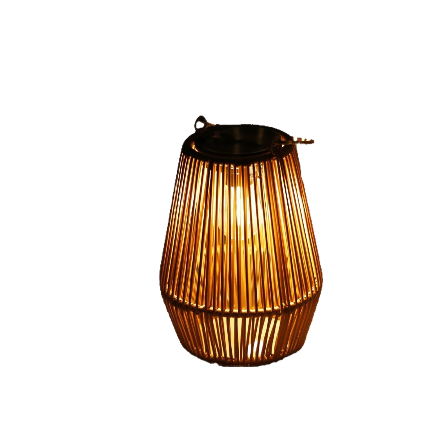 Solar-powered garden lights, rattan and bamboo woven lanterns, Chinese-style retro outdoor hanging lights, balcony decoration atmosphere, and night lights Item Picture