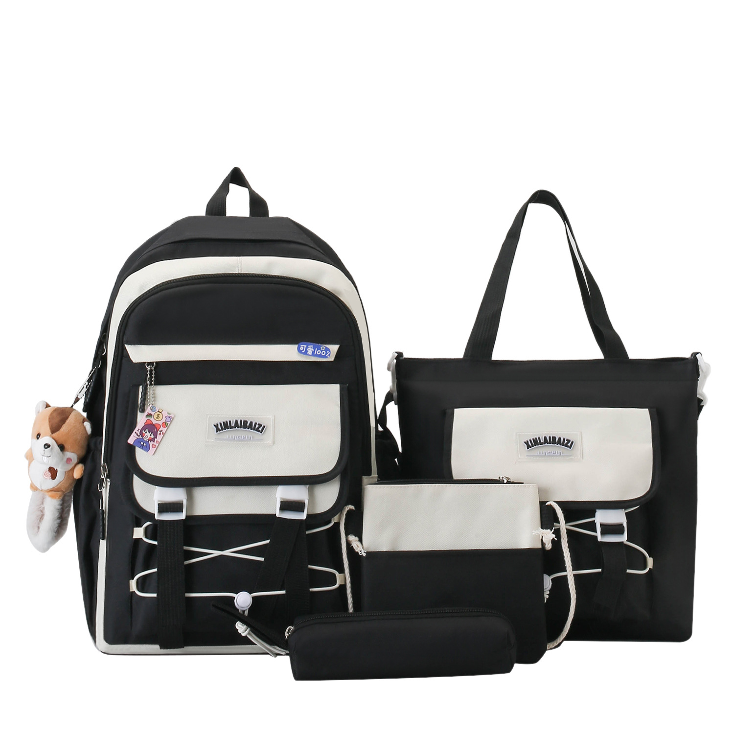 A new set of four-piece student backpacks, a fresh and simple backpack for junior and senior high school students Item Picture