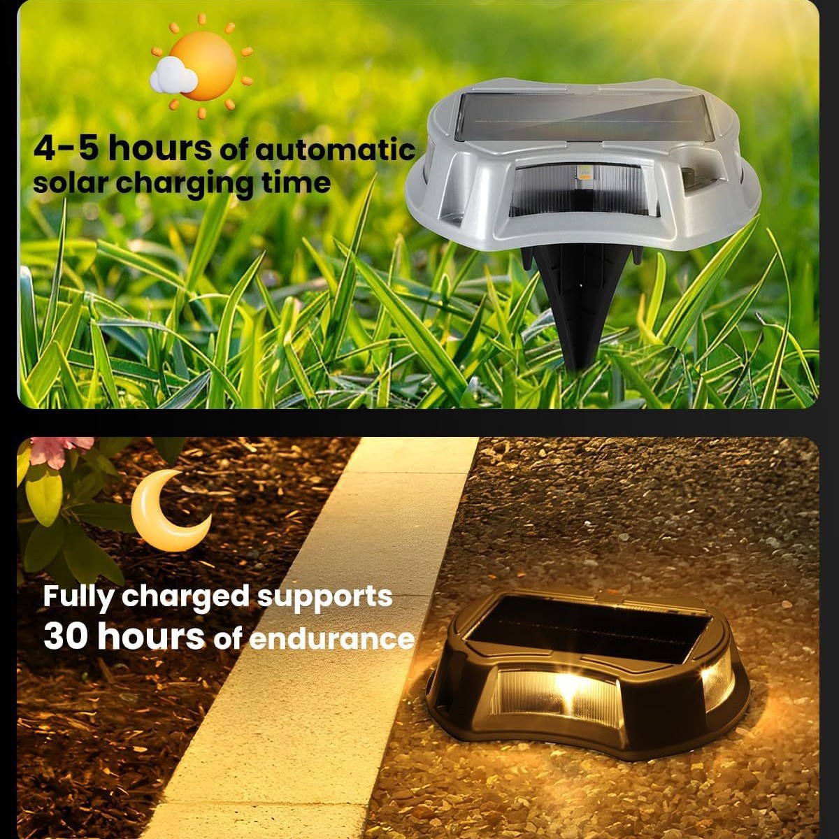 New solar-powered deck lights, crossing lights, landscape step lights, garden driveway indication lighting fixtures Specification drawing