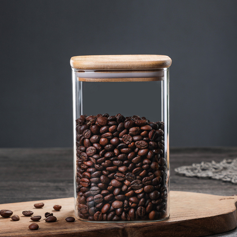 Square glass tea canister, sealed canister, household glass portable storage canister for grains, high borosilicate glass storage bottle Application Scenario