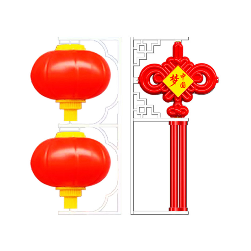 LED Chinese knot road light box, outdoor festival decoration, rural cultural street atmosphere, municipal power lighting, lamp post lanterns Item Picture