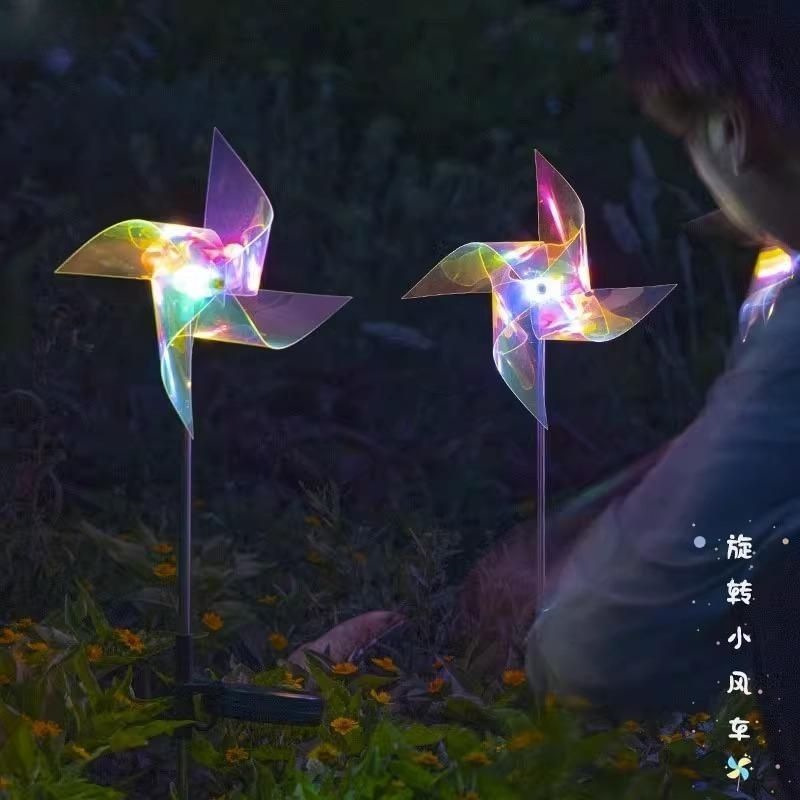 Solar laser iridescent windmill lawn lights, outdoor waterproof garden decorative ground insert courtyard lights, landscape lights Application Scenario