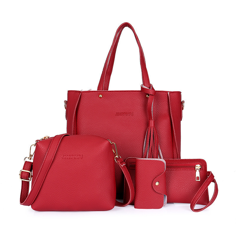 2023 Chaozi Mu Bag Four-piece Set, New Korean-style bucket tassel single-shoulder bag, handbag, women's bag, large bag, crossbody bag details Picture
