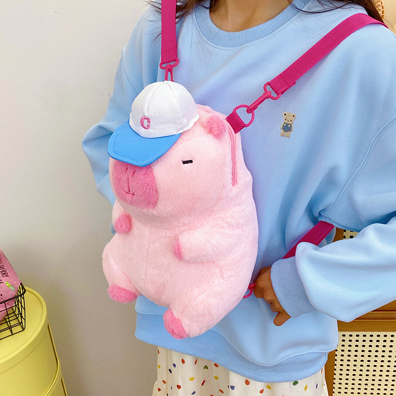 Cross-border Cute 2024 Backpack, plush Capybara cartoon Capybara doll, schoolbag, fresh and cute details Picture
