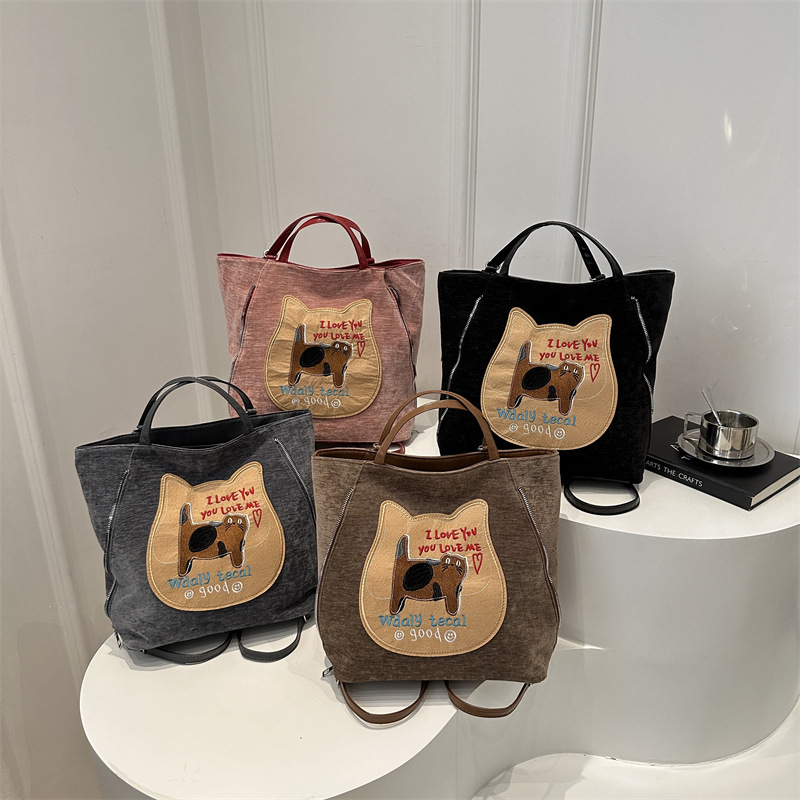 Cross-border cute cookie cat Tote bag for women, new autumn and winter collection, large-capacity casual bag, multi-purpose single-shoulder crossbody bag Application Scenario