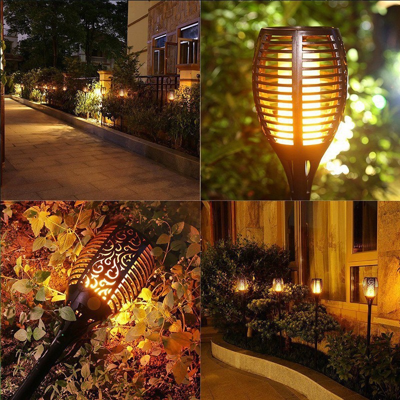 Solar flame lights, outdoor 12LED torches, ground socket lights, lawn lights, atmosphere lights, courtyard decorative lights, landscape lights Application Scenario