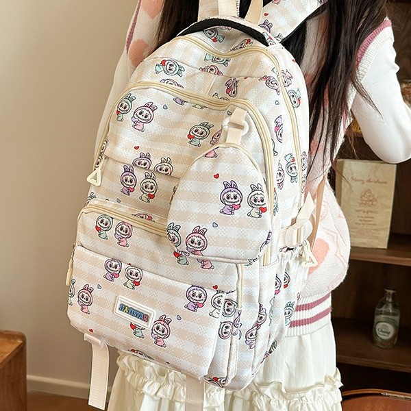 Large-capacity cute backpacks for classes, back-to-school season for junior high and senior high school schoolbags, printed cartoon rabbit girl backpacks Application Scenario