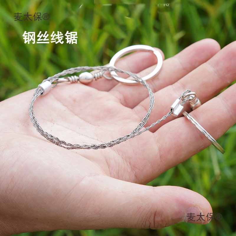 Wire saw, hand-pulled wire saw, outdoor survival saw, stainless steel hand saw, multi-functional chain saw, cutting water wheat, Taibao Specification drawing