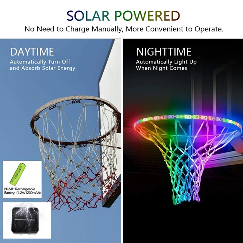 LED basketball hoop light strip, induction basketball basket light, solar color-changing basketball hoop light strip, lighthoop multi-functional details Picture