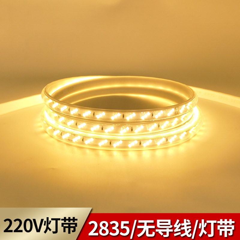 led light strips 220V without wires, single-row 120 lights, double-row and triple-row 180 lights, outdoor waterproof, home decoration, living room ceiling full figure