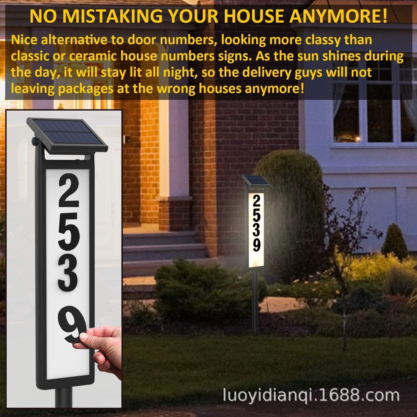 Solar-powered doorplate light, house address, digital light, ground insert indicator sign, waterproof Application Scenario
