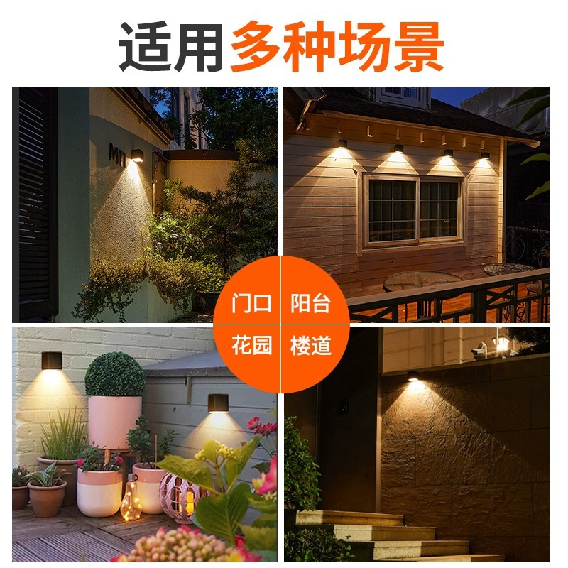 Solar-powered outdoor waterproof wall lamps for courtyards, balconies, gates, home decoration, landscape lights, wall lamps, and exterior wall lamps for villas Application Scenario