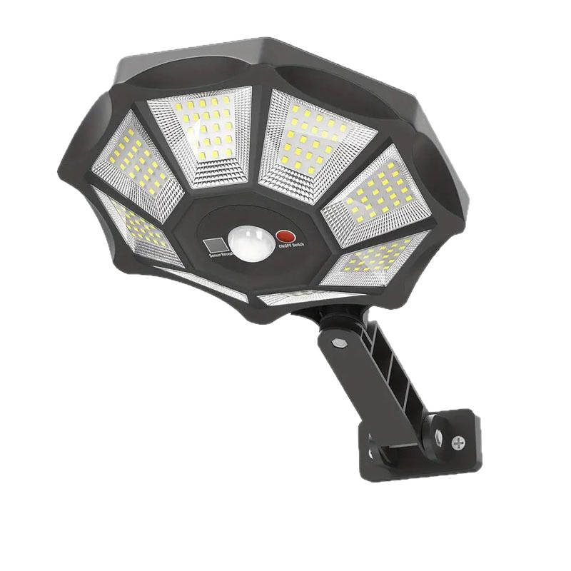 Cross-border 168LED octagonal light strip remote control, large-angle adjustable human body sensing solar charging lamp Item Picture