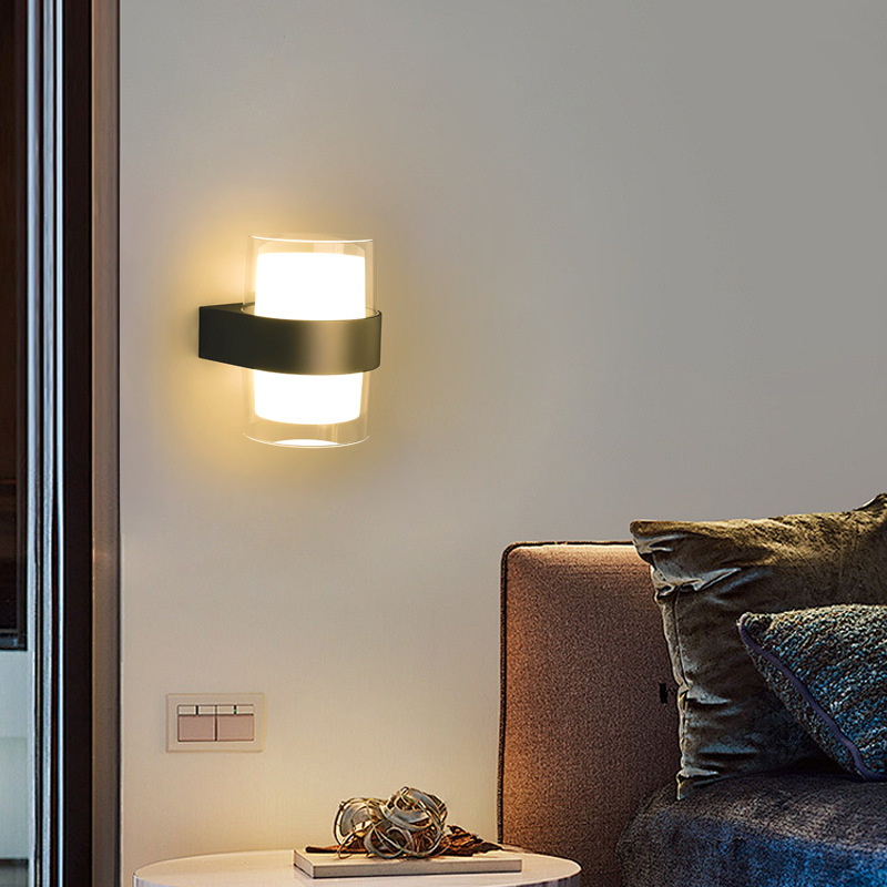 Double-headed square and circular LED wall lamps with upper and lower diffused light emission, bedside and staircase lamps, wall lamps, ultra-bright wall-washing lamps Specification drawing