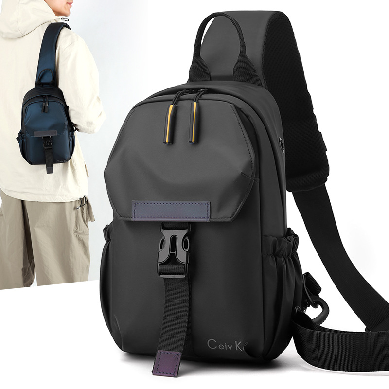 Cross-border wholesale of new men's chest bags, simple and casual, water-resistant multi-functional bags, trendy business travel single-shoulder bags details Picture