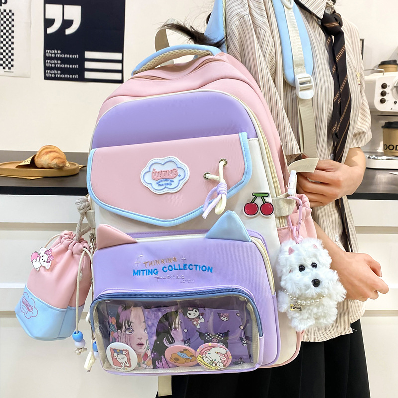 Wholesale new three-piece set backpacks for primary and secondary school students, high-capacity schoolbags with high appearance standards, simple and casual travel backpacks details Picture