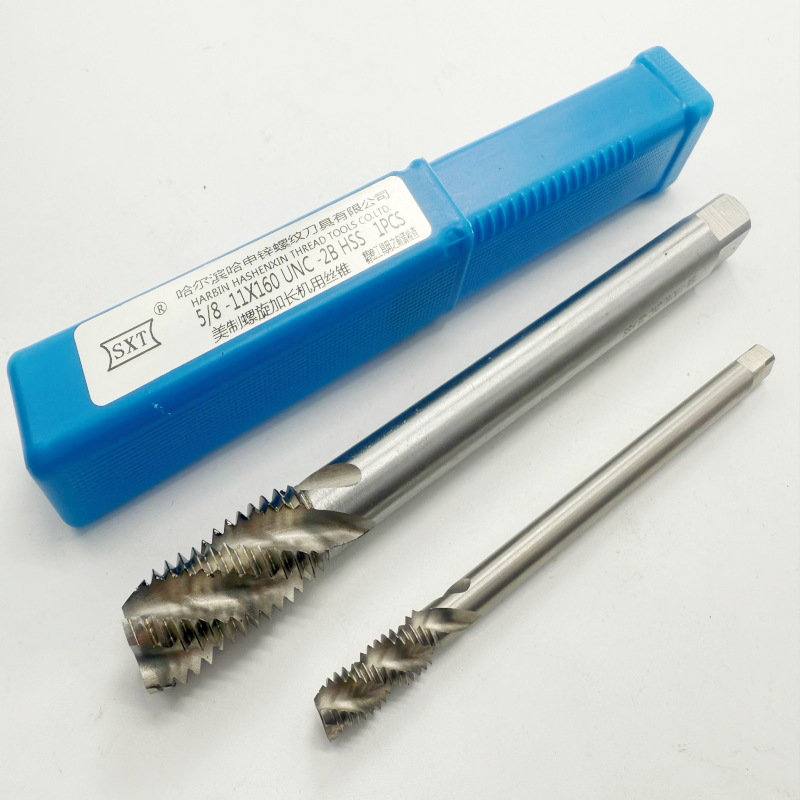 Spiral extended American tap W6542 high-speed steel American extended tap 6-32*100 3/8-16*120 Application Scenario