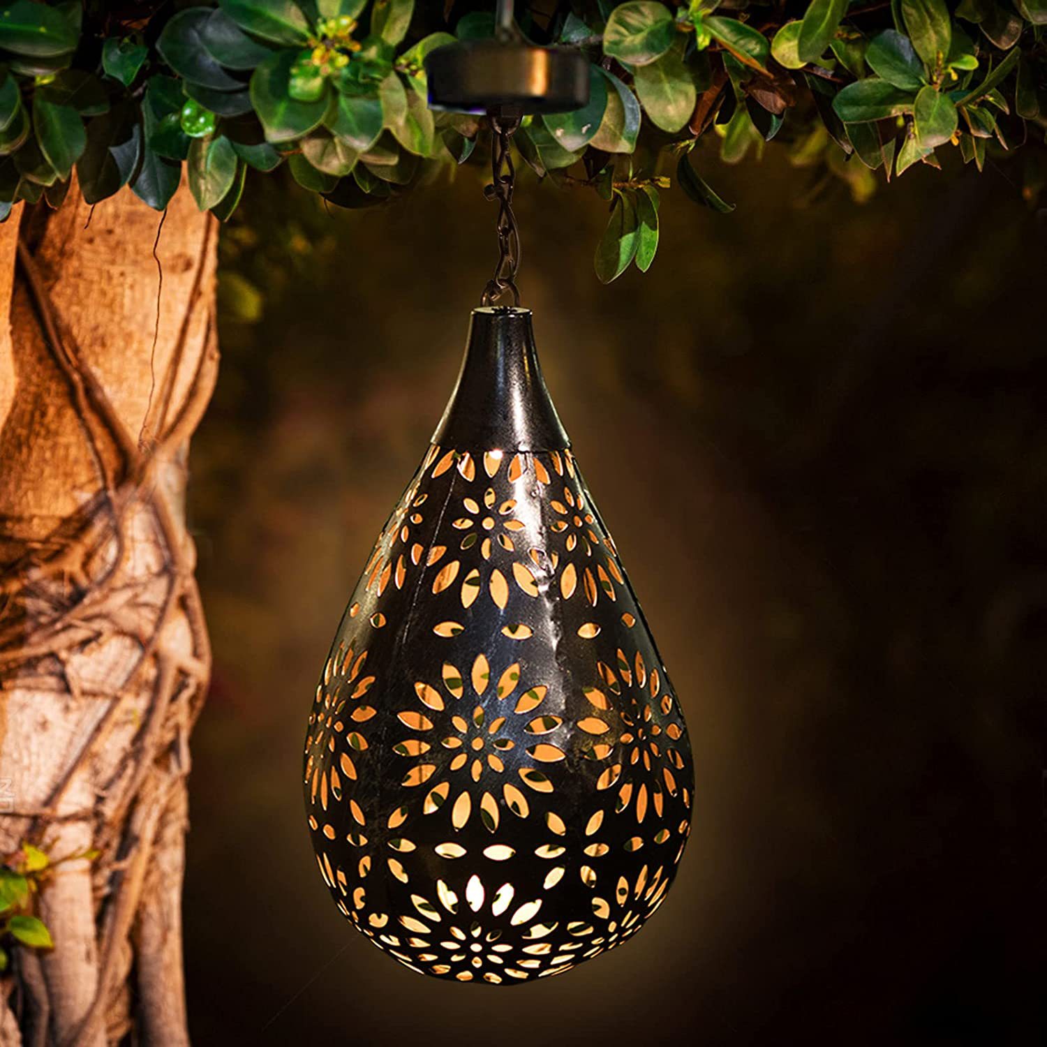 Cross-border best-selling solar outdoor garden lights, Daisy ironwork chandeliers, lawn lights, fence LED pendants and projection lights full figure