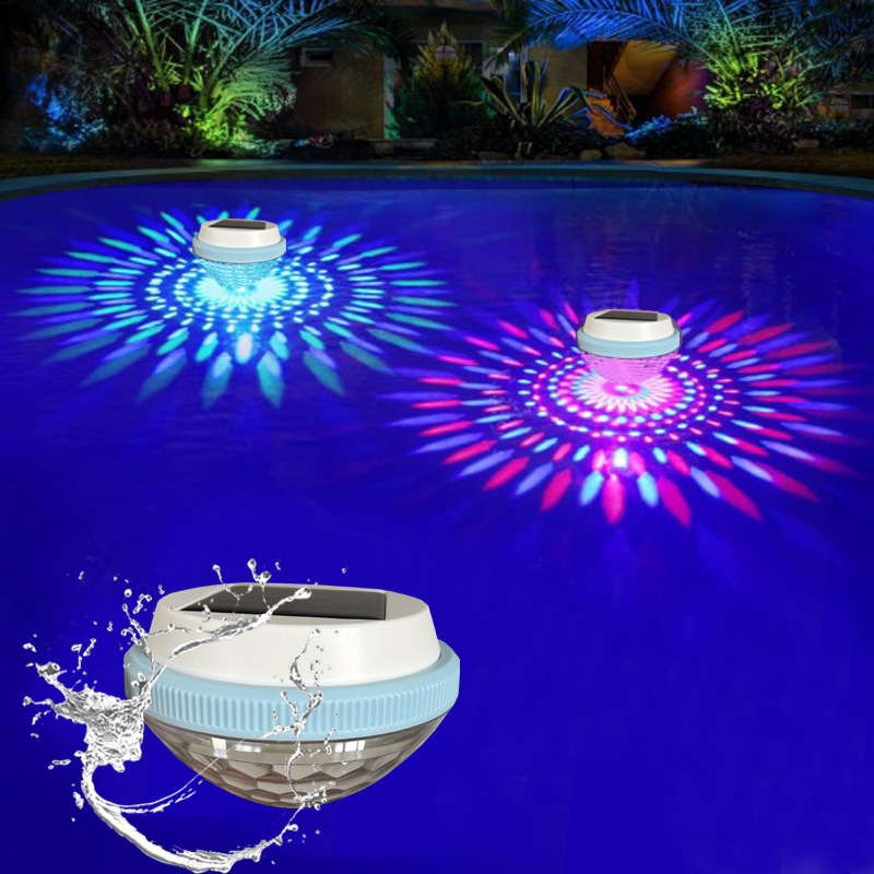 Solar-powered water float lights, fishpond insect-attracting lights, courtyard pond floating lights, floating landscape lights, seven-color light changing color lights details Picture