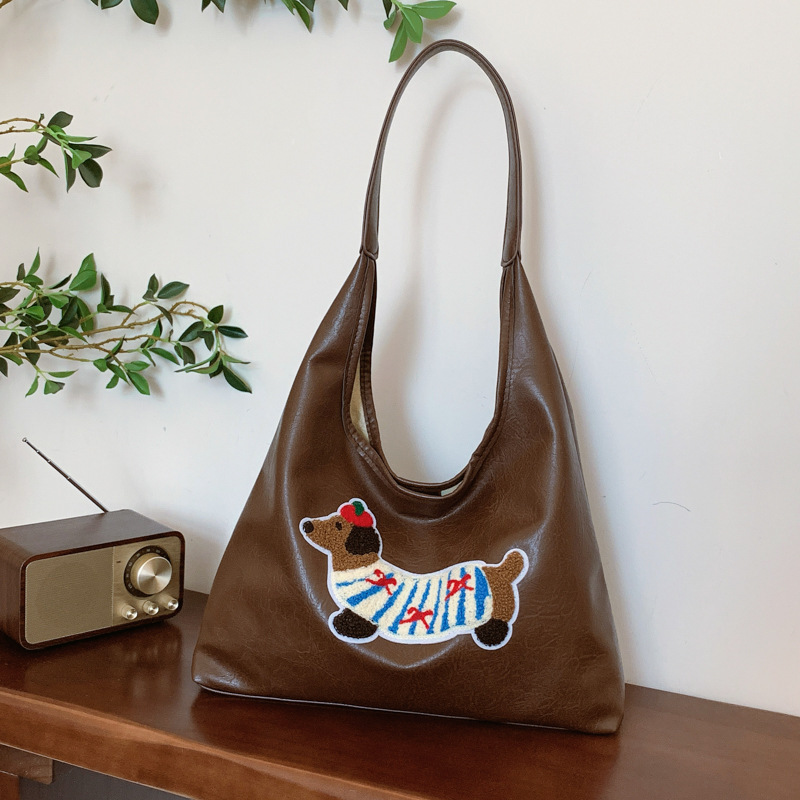 Tote Bag Autumn/Winter 2024 New large-capacity simple Korean style ins large-capacity single-shoulder bag Cartoon commuter women's bag full figure