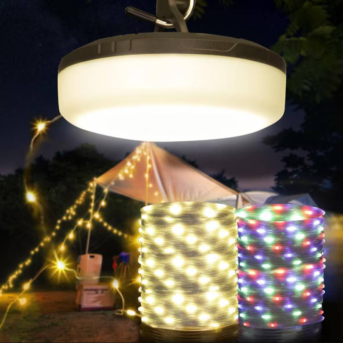 New solar led string lights, outdoor garden lights, multi-functional waterproof lighting fixtures, collapsible tape measures, camping lights details Picture