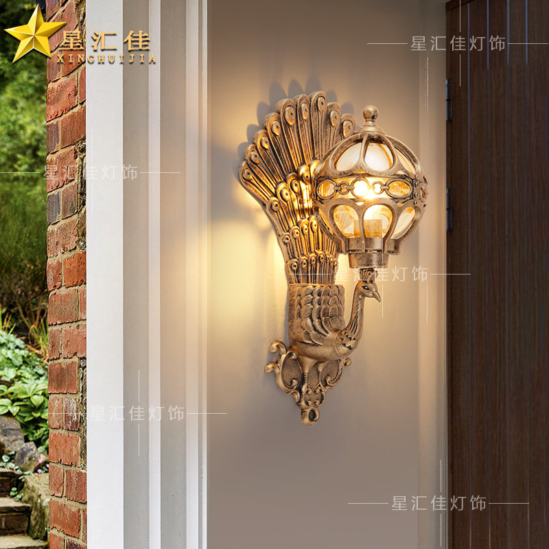 Wall lamps, courtyard outdoor waterproof, villa exterior walls, main entrance columns, balconies, outdoor courtyard walls, peacock garden lights Specification drawing
