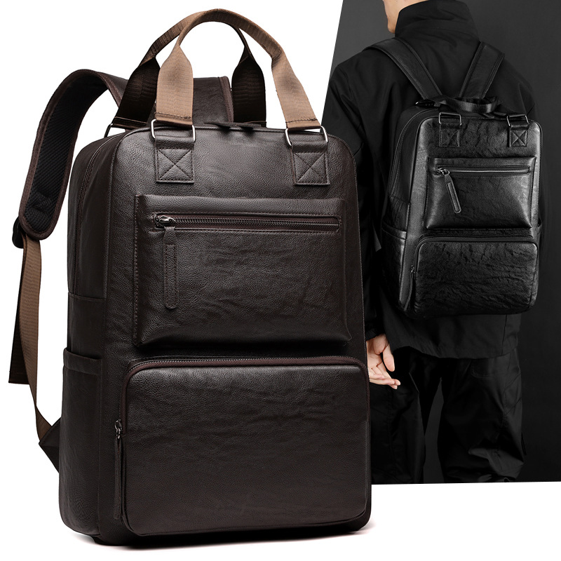 The new PU backpack is fashionable and versatile. It's a men's backpack for commuting and business, a large-capacity computer bag, and a cross-border backpack full figure