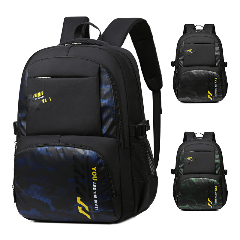 The manufacturer wholesales new types of backpacks for primary and secondary school students, large-capacity backpacks, casual and simple schoolbags for boys and girls in junior high school full figure
