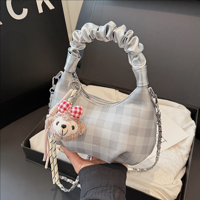Niche pleated handbag, stylish chain bag, 2025 new style, trendy and versatile shoulder bag, high-end crossbody bag for women full figure