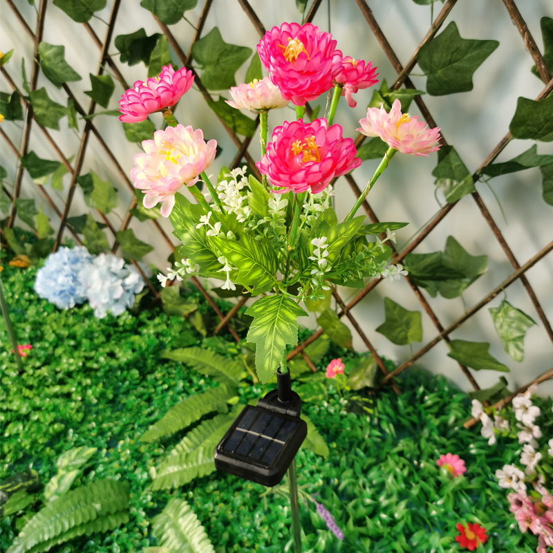 New 7-head solar snow lotus flower lantern, outdoor simulation flower lantern, courtyard decorative light, LED artificial flower ground insert lawn light Application Scenario